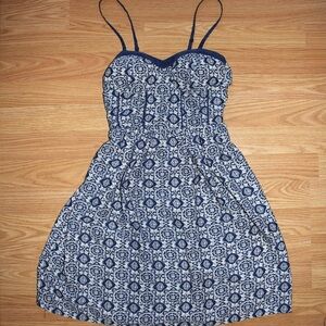 Navy and White Patterned Summer Dress